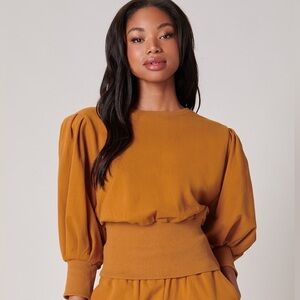 NWT Sugar + Lips Deanna Lantern Sleeve French Terry Top